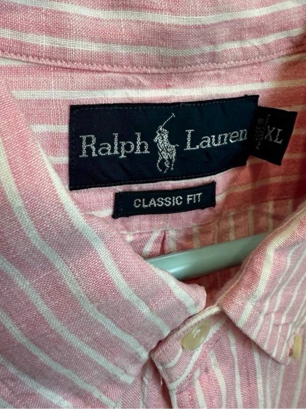 Ralph Lauren Pink & White Striped Linen Button-Down Shirt - Picture 5 of 5